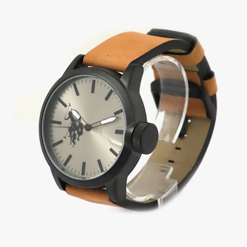 Reloj U.S. Polo análogo cuero café hombre