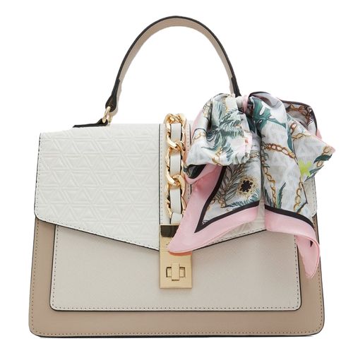 Cartera satchel Aldo color blanco/beige para mujer
