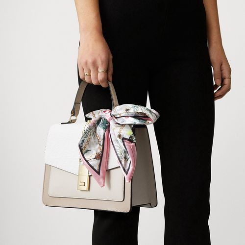 Cartera satchel Aldo color blanco/beige para mujer