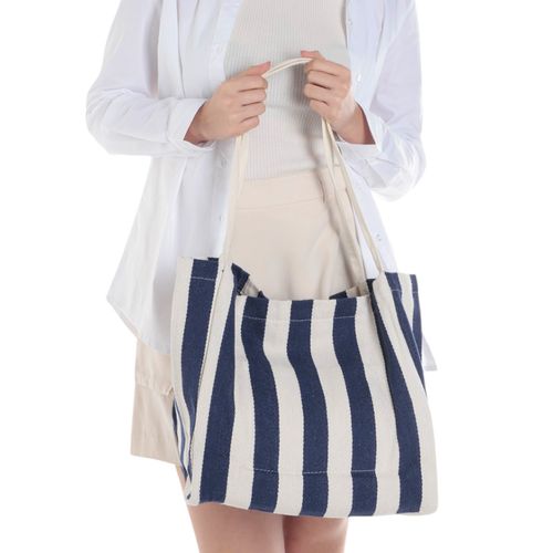Cartera tote Sabrina azul/blanco para mujer