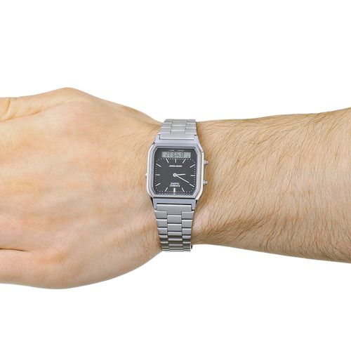 Reloj Casio análogo/digital metálico plateado para hombre